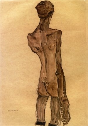 Egon Schiele - Standing Male Nude, Back View