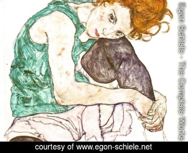 Egon Schiele - Sitting Woman with Legs Drawn Up