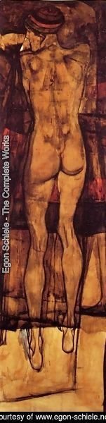 Egon Schiele - Female Nude, Back View