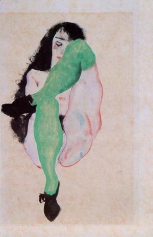Egon Schiele - Girl with Green Stockings