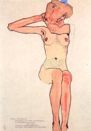 Egon Schiele - Nude woman hair-dressing
