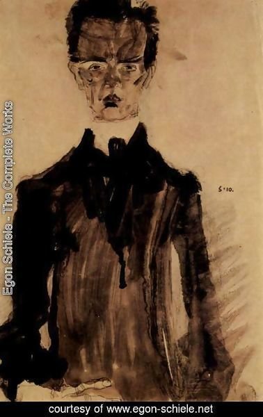 Egon Schiele - Selfportrait in the black garment