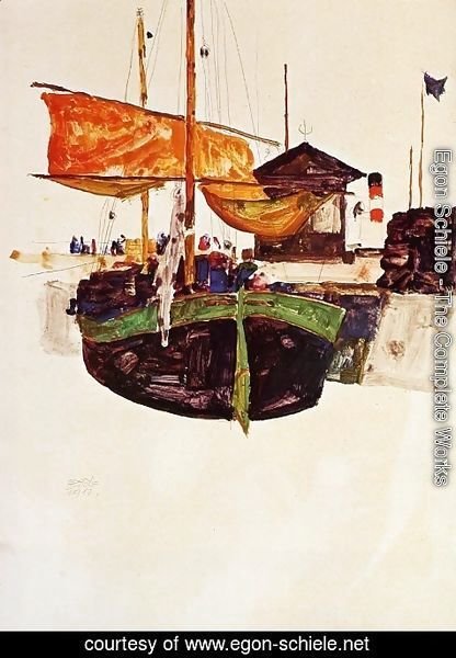 Egon Schiele - Ships at Trieste