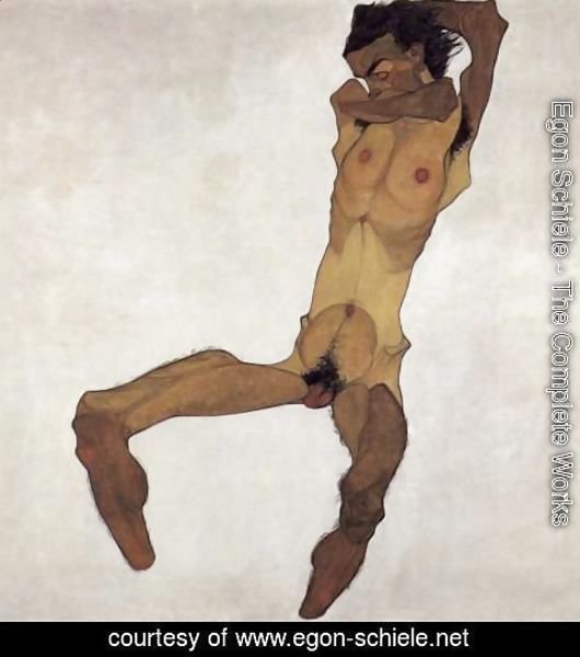 Egon Schiele - Sitting male act 2
