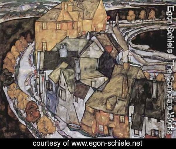 Egon Schiele - The House-Bend, or Island City (literally, the house-elbow)