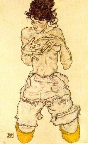 Egon Schiele - Woman touching her breast