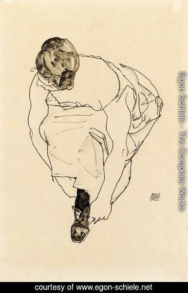 Egon Schiele - Schuhanziehende Frau (Dirne)