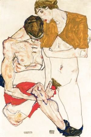 Egon Schiele - Liebespaar (Lovers)
