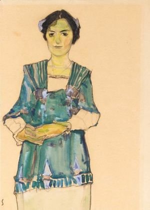 Egon Schiele - Madchen Mit Gestreifter Bluse (Girl With Striped Blouse)