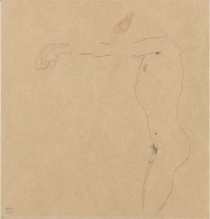 Egon Schiele - Mannlicher Akt Mit Nach Links Ausgestrecktem Armen (Male Nude With Outstreched Arms)