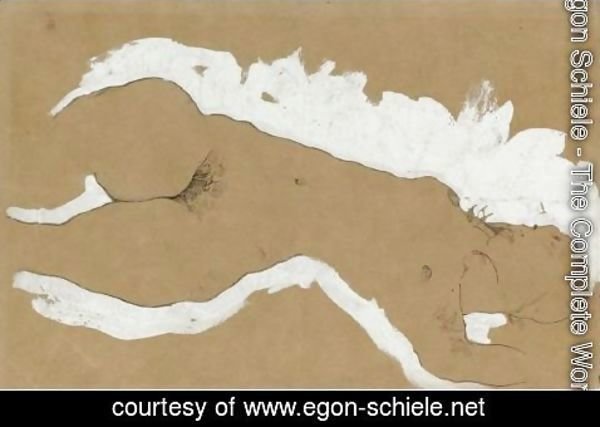Egon Schiele - Female Nude With White Border