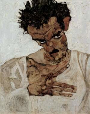 Egon Schiele - Self portrait with his head down