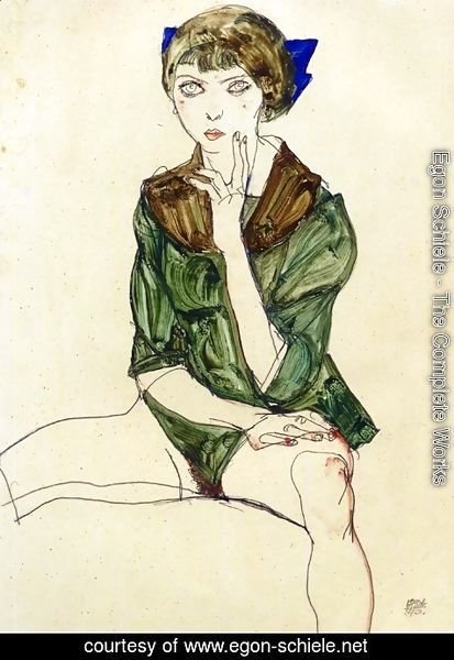 Egon Schiele - Sitting Woman in a Green Blouse