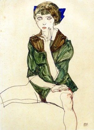 Egon Schiele - Sitting Woman in a Green Blouse
