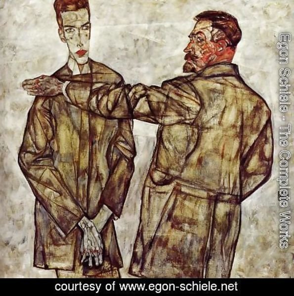 Egon Schiele - Double Portrait Aka Chief Inspector Heinrich Benesch And His Son Otto