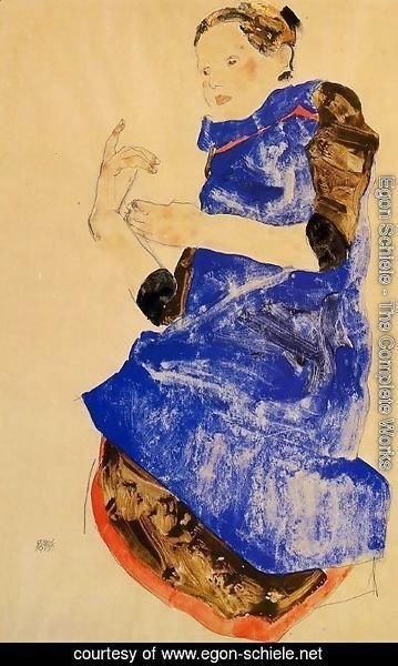 Egon Schiele - Girl In A Blue Apron