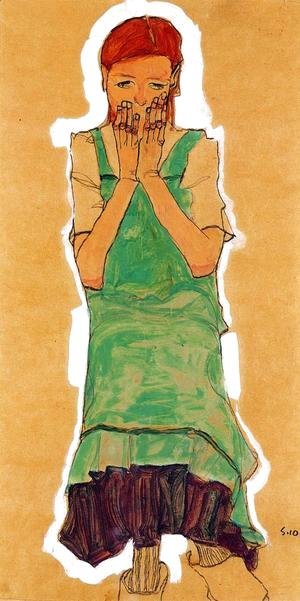Egon Schiele - Girl With Green Pinafore