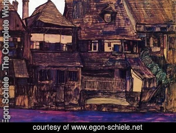 Egon Schiele - Houses On The Moldau  Krumau