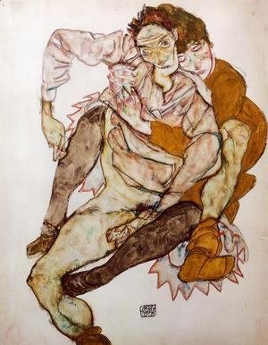Egon Schiele - Seated Couple Aka Egon And Edith Schiele