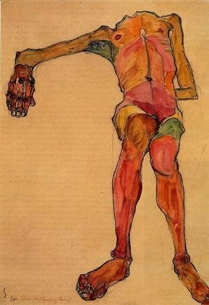 Egon Schiele - Seated Male Nude  Right Hand Outstretched