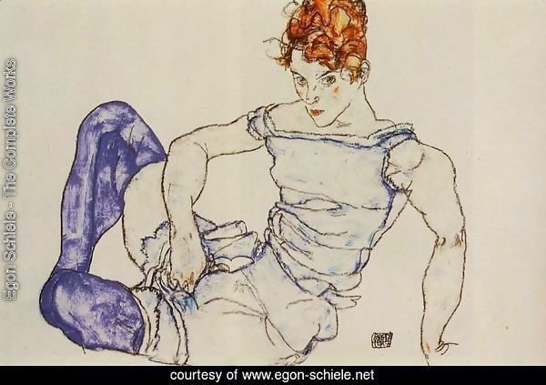 Seated Woman In Violet Stockings