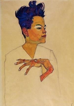 Egon Schiele - Self Portrait With Hands On Chest