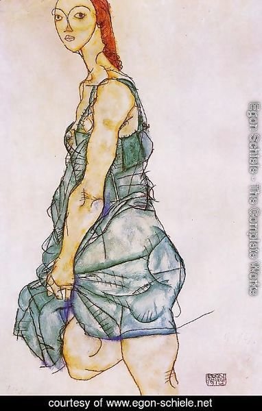 Egon Schiele - Standing Woman In A Green Skirt