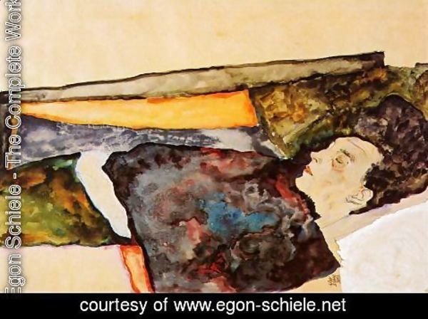 Egon Schiele - The Artists Mother  Sleeping