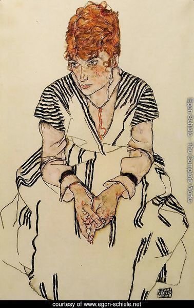 The Artists Sister In Law In A Striped Dress  Seated