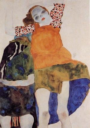 Egon Schiele - Two Seated Girls
