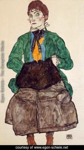 Egon Schiele - Woman In A Green Blouse And Muff
