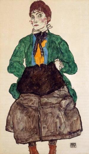 Egon Schiele - Woman In A Green Blouse And Muff