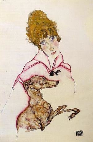 Egon Schiele - Woman With Greyhound Aka Edith Schiele