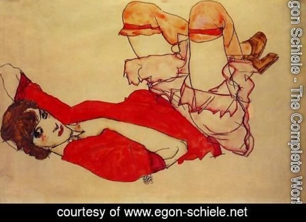 Egon Schiele - Wally with a Red Blouse