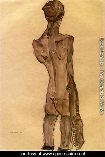 Egon Schiele - Standing Male Nude, Back View