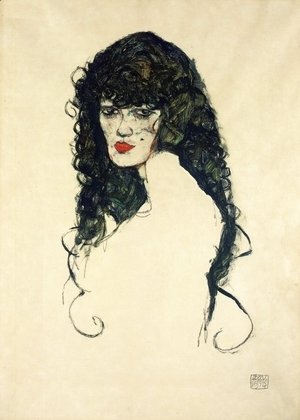 Egon Schiele - Portrait of a Woman with Black Hair