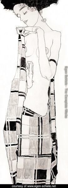 Egon Schiele - Standing Girl in Plaid Dress