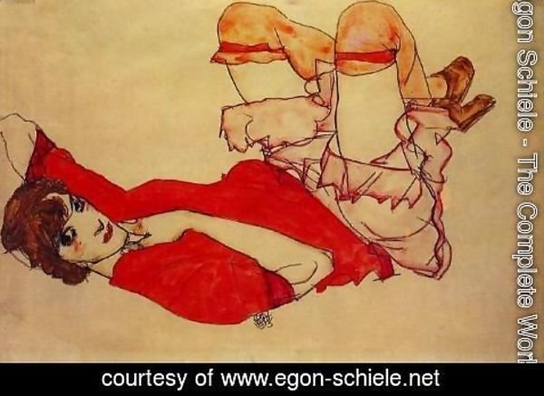 Egon Schiele - Wally in Red Blouse