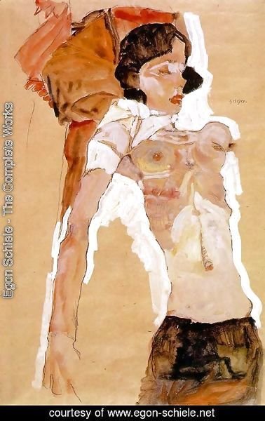 Egon Schiele - Semi-Nude Girl, Reclining