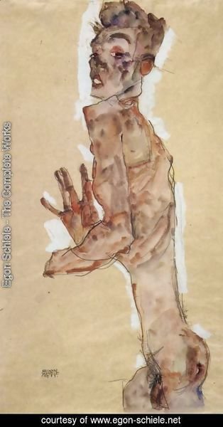 Egon Schiele - Nude, Self-portrait