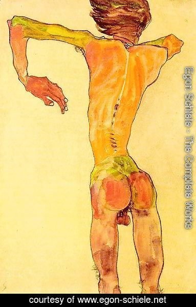 Egon Schiele - Self Portrait  from the back