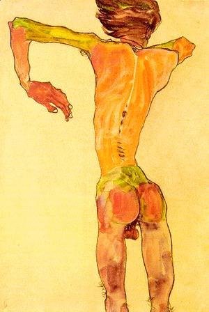 Egon Schiele - Self Portrait  from the back