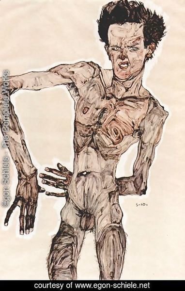 Egon Schiele - Self-portrait standing 1910