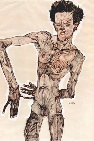 Egon Schiele - Self-portrait standing 1910