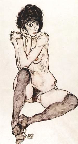 Egon Schiele - Sitting feminine act