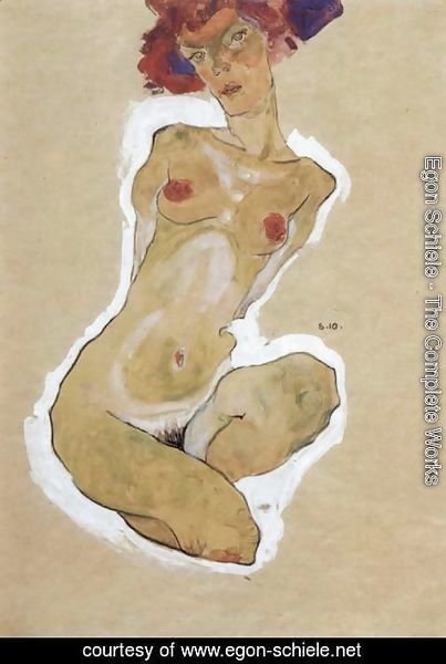 Egon Schiele - Squatting feminine act