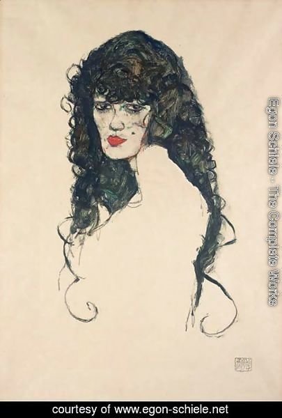Egon Schiele - Bildnis einer Frau mit schwarzem Haar