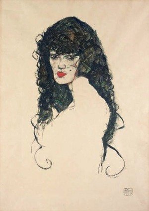 Egon Schiele - Bildnis einer Frau mit schwarzem Haar