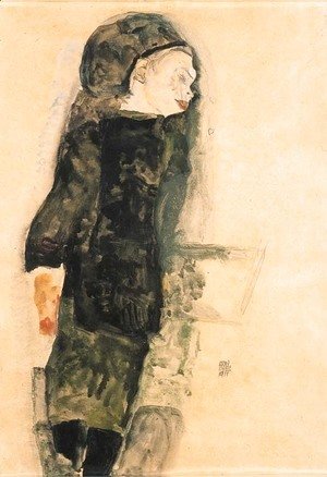 Egon Schiele - Kind in schwarzen Kleidern