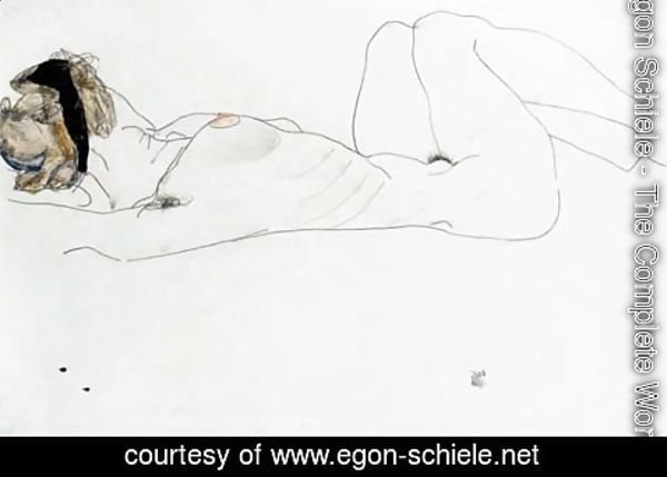 Egon Schiele - Liegender weiblicher Akt 2